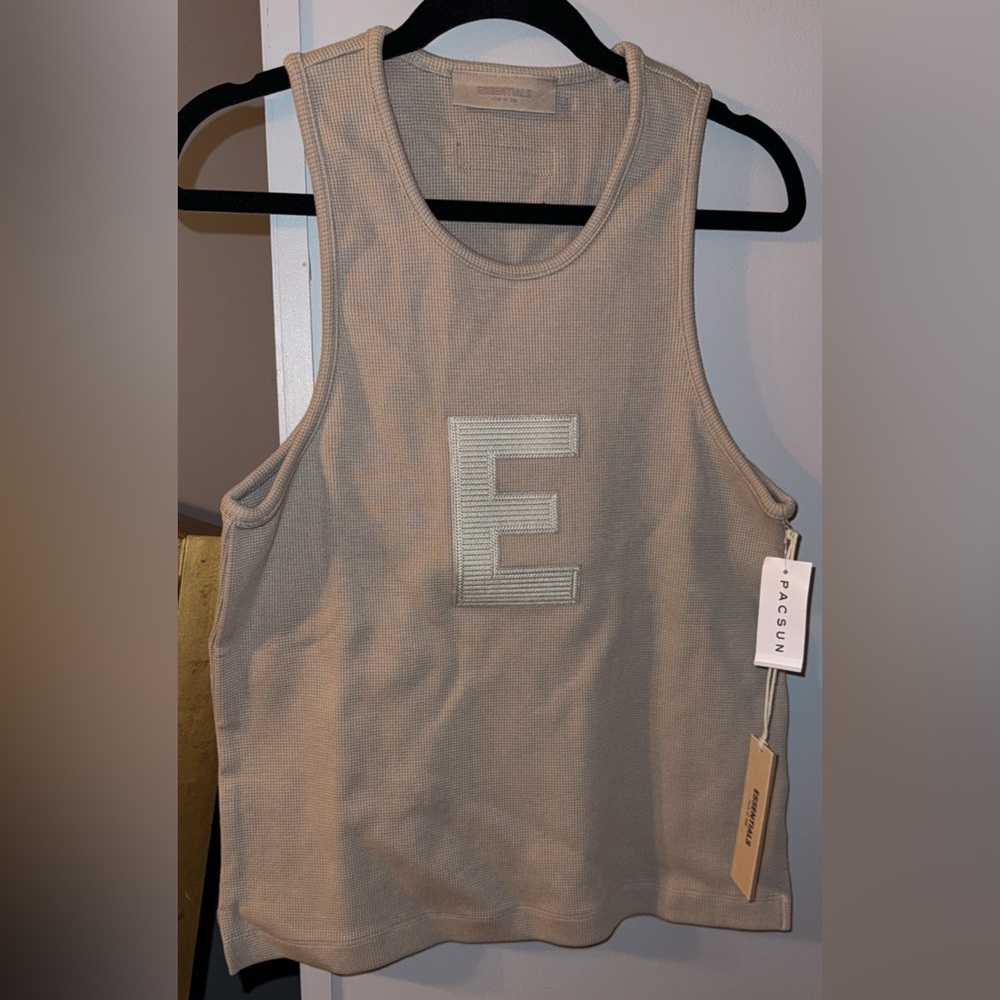 Fear of God Essentials Waffle Tank in Light Grey with Embroidered 'E' - M - Picture 3 of 4